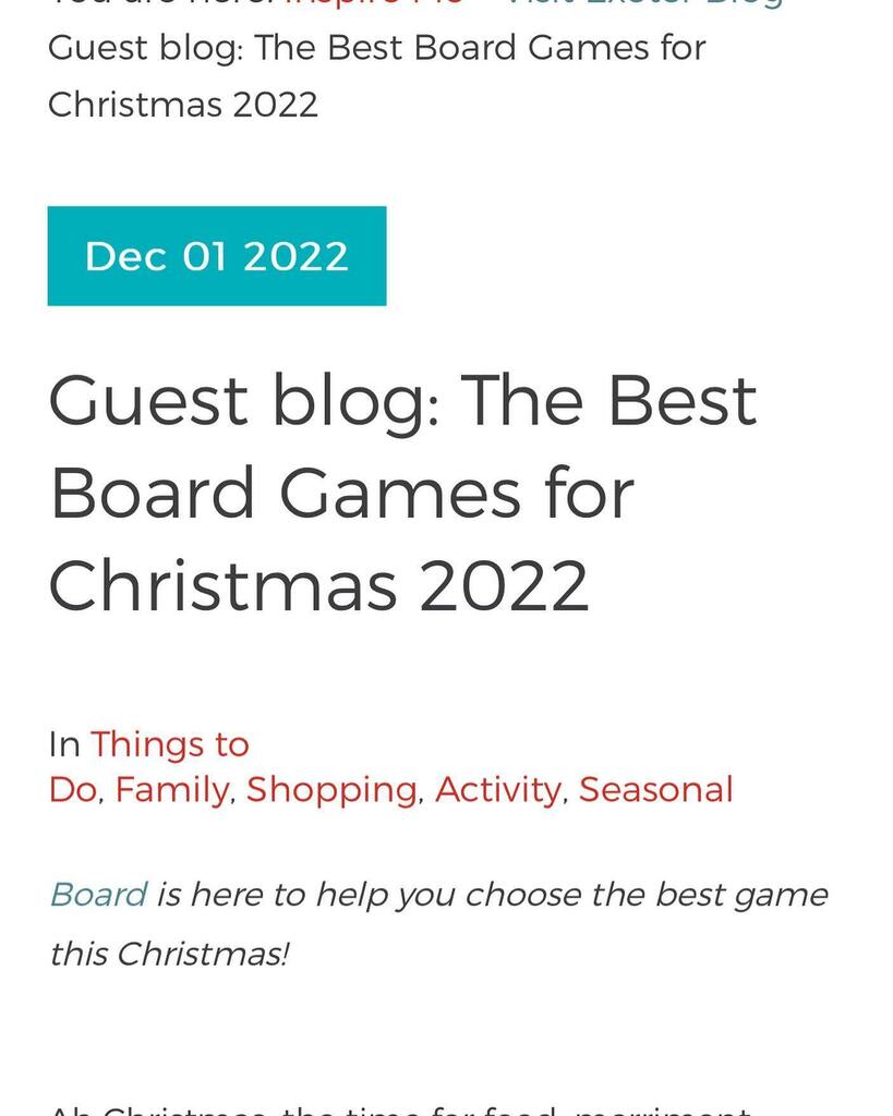 PlayAtBoard's tweet image. Do you want a great board game to play with your family this Christmas? 🎄🎲 We have written up our Best Board Games for 2022 in collaboration with VisitExeter! 🎁

Check out the link in our bio. All these games are available to get from Board right now 🎅🏻 instagr.am/p/Clv4p9psAw0/