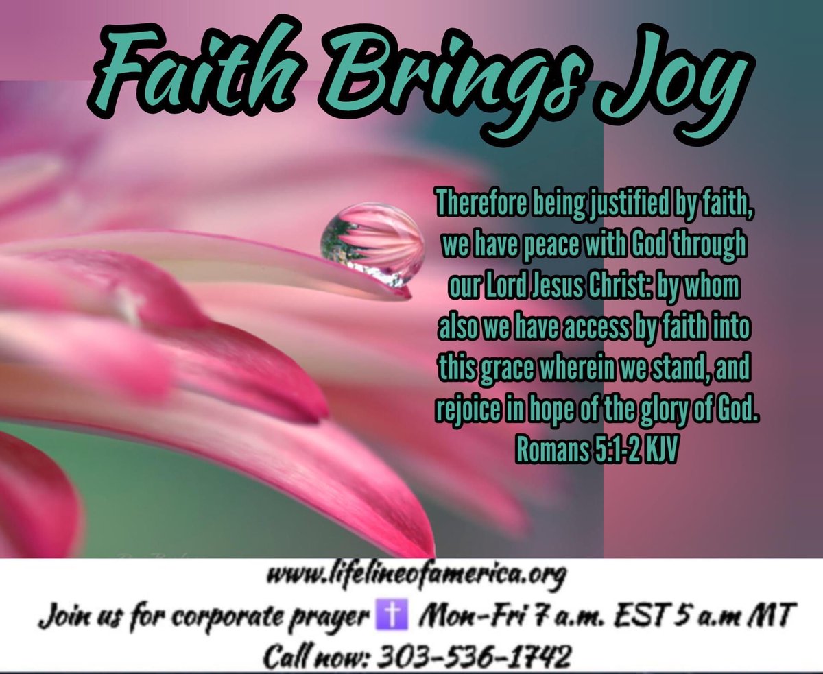 PastorMichaelH's tweet photo. Good Morning Family &amp; Twitter Friends. NO PRAYER LINE TODAY! Our Topic &amp; Scripture Lesson is Faith Brings Joy
#FaithBringsJoy
#Romans5v1to2
#Lifelineofamerica 
#touchandagree #PrayerFamily 
Read Through The Bible Ezekiel 47-48 1 John 3
https://t.co/W9L15UMtLO
✝️Blessings Pastor M https://t.co/tmEd6HJwmk