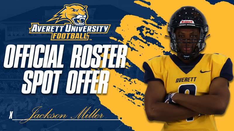 After a great official visit yesterday, I’m excited to say I’ve received an opportunity to play <a href="/AverettFootball/">Averett Football</a>! Thank you <a href="/coachphenry/">Coach-Patrick Henry</a> <a href="/CoachJSmith91/">Jackson Smith</a> <a href="/Coach_Ford63/">Matthew Ford</a> for the opportunity! <a href="/CoachOliphant32/">Jonathan Oliphant</a> <a href="/FB_CoachFitz/">Sean Fitzgerald</a>