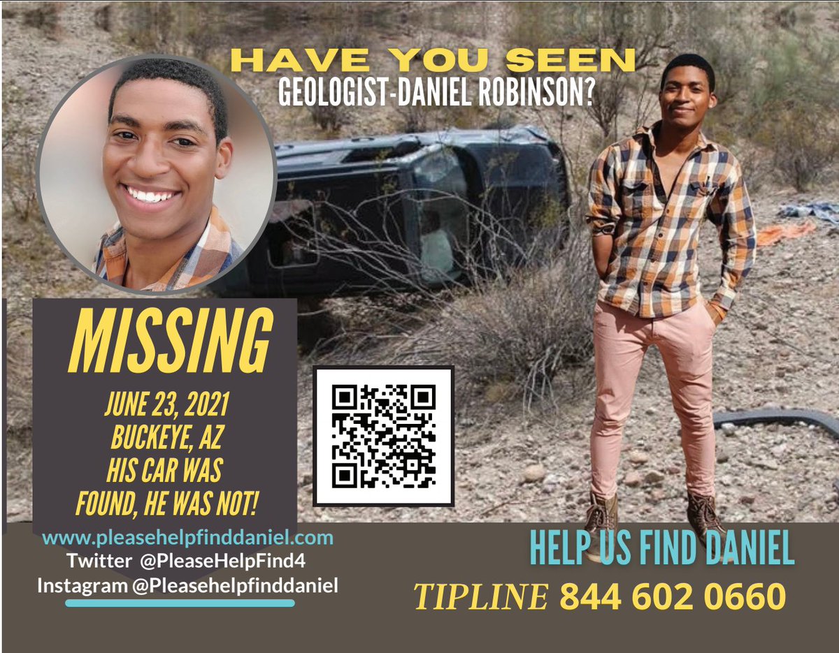 Please Help Find Find Daniel. If there's any direct knowledge to what happened to Geologist Daniel Robinson, information that will bring him home to his family, please use the Tipline. 844.602.0660. The search is not over. pleasehelpfinddaniel.com