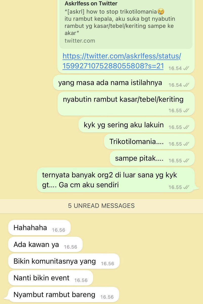 sifaberkata's tweet photo. ternyata gue ga sendirian sakaunya… pas laki w bilangin kalo prilaku nyabutin rambut kasar/tebel itu ada istilahnya begini tanggapannya: https://t.co/vDwsJM7HZQ