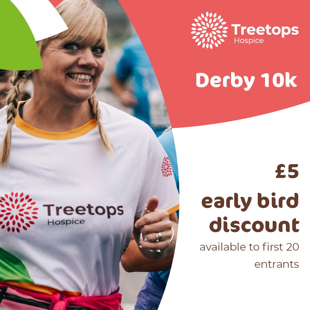 treetopshospice's tweet photo. Get a step ahead! 
The first 20 people to join #TeamTreetops and sign up to run Derby 10K 2023 get an exclusive discount. 
Don’t miss out: https://t.co/4TycrECuXd https://t.co/AIbWnEhCzr