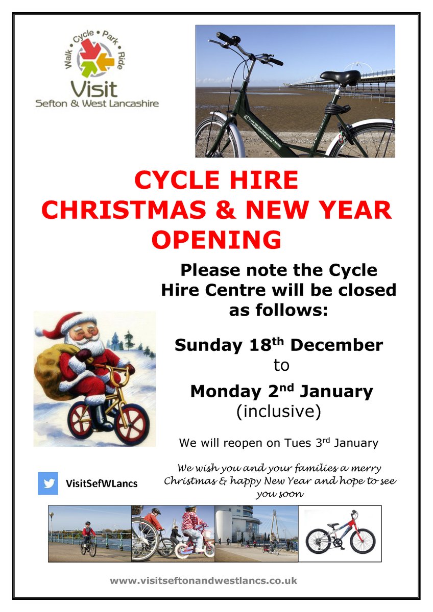 Please note that the cycle hire shop will be closed for our Christmas break from Sunday 18th December to Monday 2nd January (inclusive). We will reopen on the 3rd January 🎄🎅
