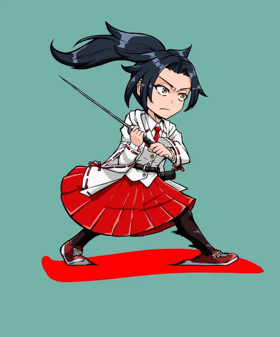 デフォルメオリジナル剣士踏み込む影は一文字 