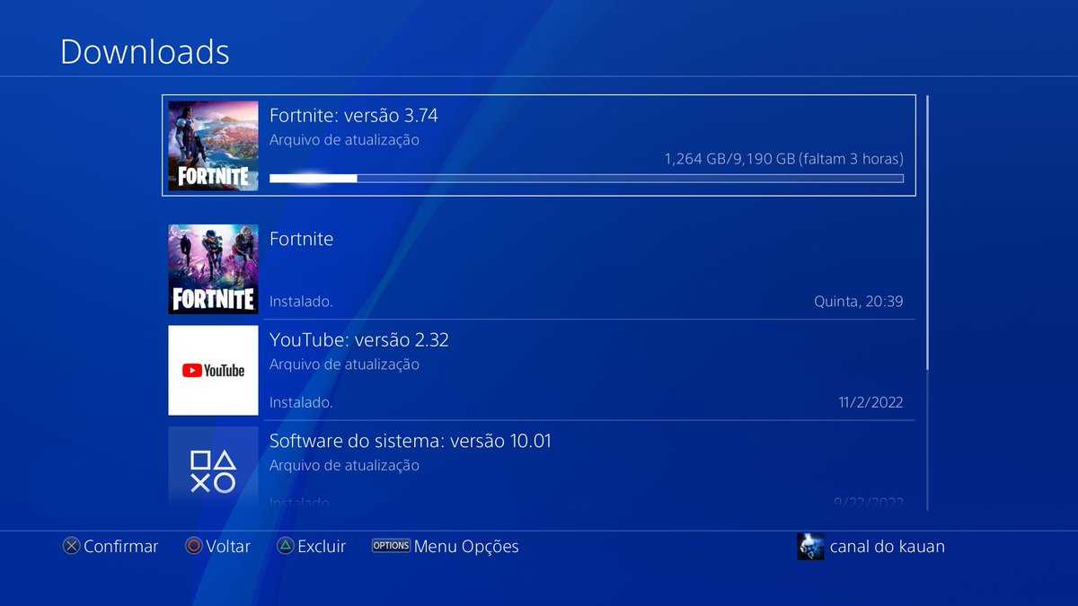 canaldokauanse1's tweet photo. Meu #Fortnite vai demorar a atualizar, sou do ps4 slim. #KauanBandeira #CKSA #FortniteChapter4 #PS4share https://t.co/KeqEqCOtBD