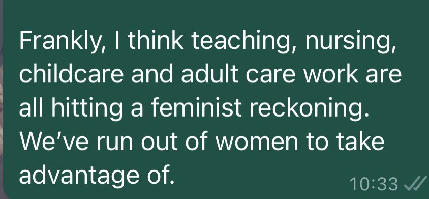 I keep saying this to people (from a WhatsApp today). At some point I must round it into a blog.
But it strikes me there are 2 issues underpinning current unrest:
1. Low paid workers in privatised industries with profit makers, &amp;
2. Taking for granted female-dominated professions