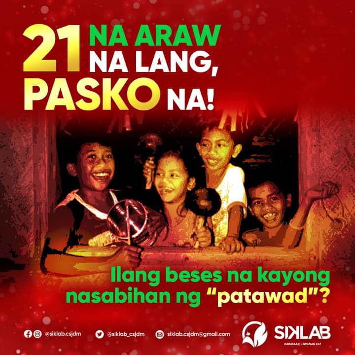 siklab_csjdm's tweet photo. Kayo ba, #KabataangSanJoseño, ilang beses na kayong nakatanggap ng Patawad sa Christmas Caroling? Naranasan niyo na bang hindi na nga nabigyan, hinabol pa ng aso? #SIKLAB https://t.co/yYx3c7vYzJ