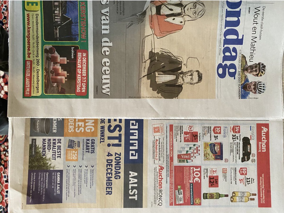 Via de zondagse ontbijtkrant wordt heel Vlaanderen opgeroepen om naar Auchan in Frankrijk te trekken voor Sinterklaas- en Kerstaankopen. Lage prijzen door lagere accijnzen.
🔈Dringende oproep aan politici die lokale producenten en handelaars een toekomst bieden. <a href="/alexanderdecroo/">Alexander De Croo 🇧🇪🇪🇺</a>