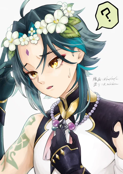 以前くぅピーちゃん と線画交換させて頂いていたものです超絶美麗線画を僭越ながら塗らせて頂きました!素敵な線画で学ぶことが多かったですくっぴありがとう! 