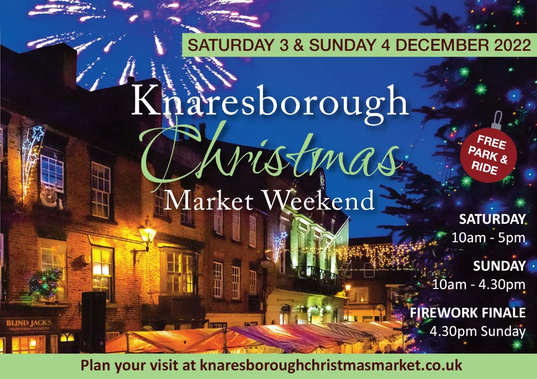 We're so looking forward to seeing you all in #Knaresborough today for our traditional Christmas market. Free Park & Ride on Manse Lane and firework finale over the viaduct at 4.30pm. More info at knaresboroughchristmasmarket.co.uk #yorkshire