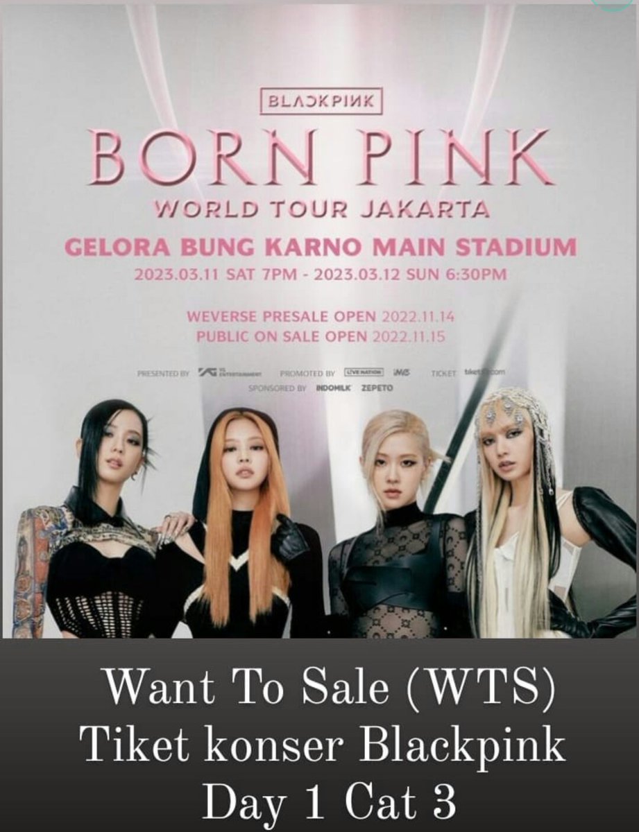 erodaflaree's tweet photo. WTS (WANT TO SELL) 1 ticket konser blackpink (BORN PINK JAKARTA) Day 1, Cat 3
Hit my dm jika berminat :)
#zonauangᅠᅠᅠ #zonaba #BORNPINKJakarta #wtsbornpinkjakarta #wtsblackpink #wtsblackpinkday1
#wts https://t.co/yUd1rWy0Il