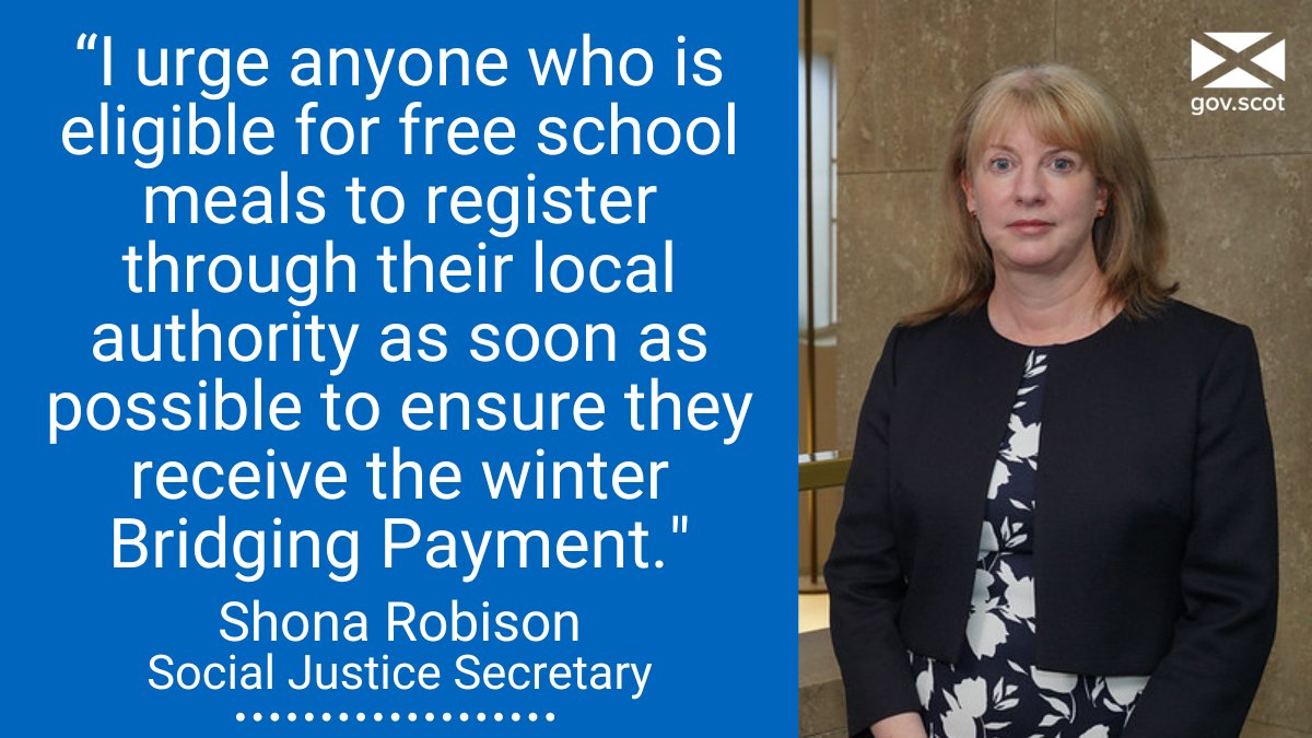 Children registered for free school meals because of low family income will qualify for the final Bridging Payment of £260 this winter.

Payments will be made automatically to those who have registered for free school meals before the Christmas holidays.

bit.ly/Bridging-Payme…