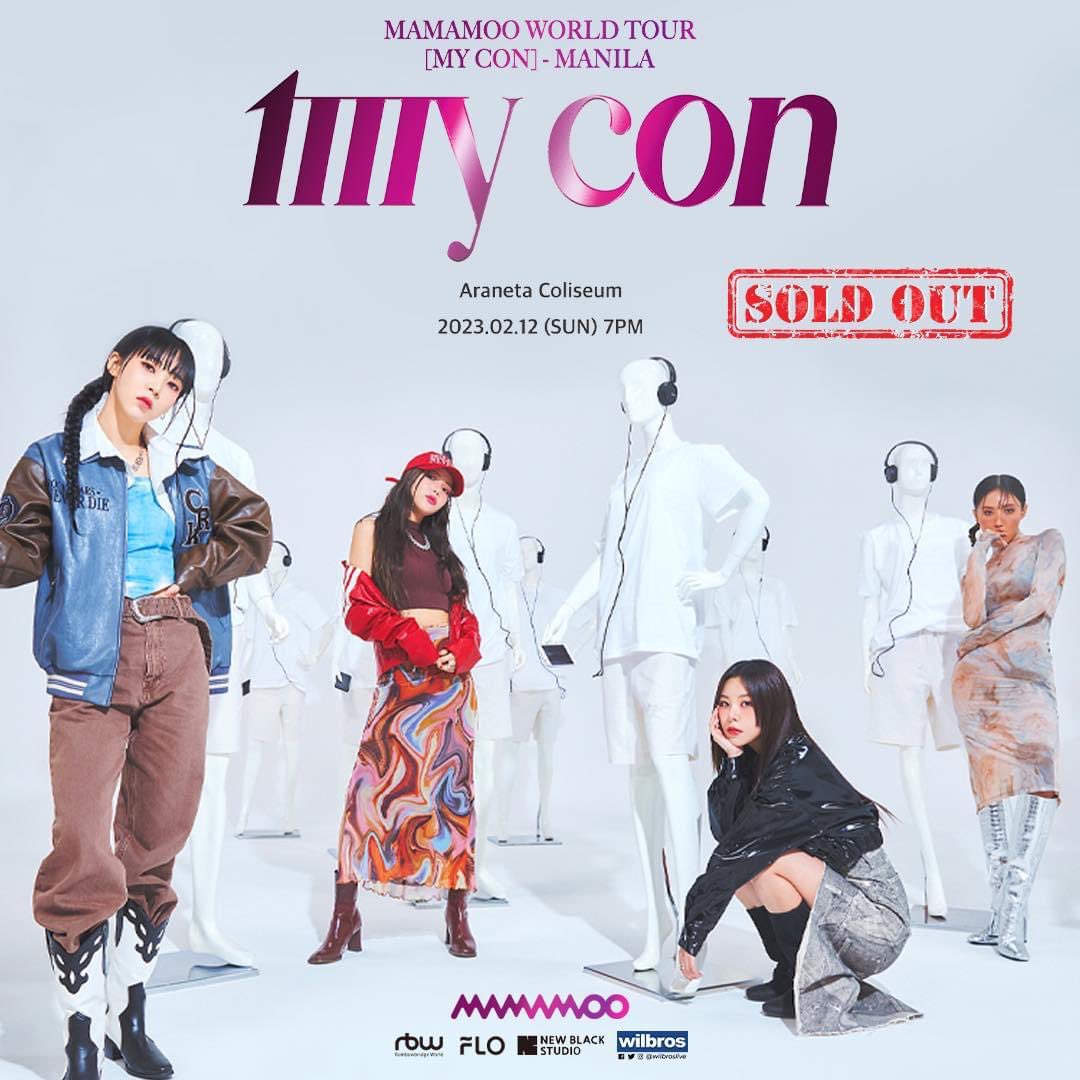 WilbrosLive's tweet photo. SOLD OUT 🎫
MAMAMOO [MY CON] - MANILA
Sold Out on Feb 12 at Araneta Coliseum

Thank You MOOMOOs! ❤️🫰🏻
Another Show? We will try. Stay tuned for updates! https://t.co/VHNwLo7LcO