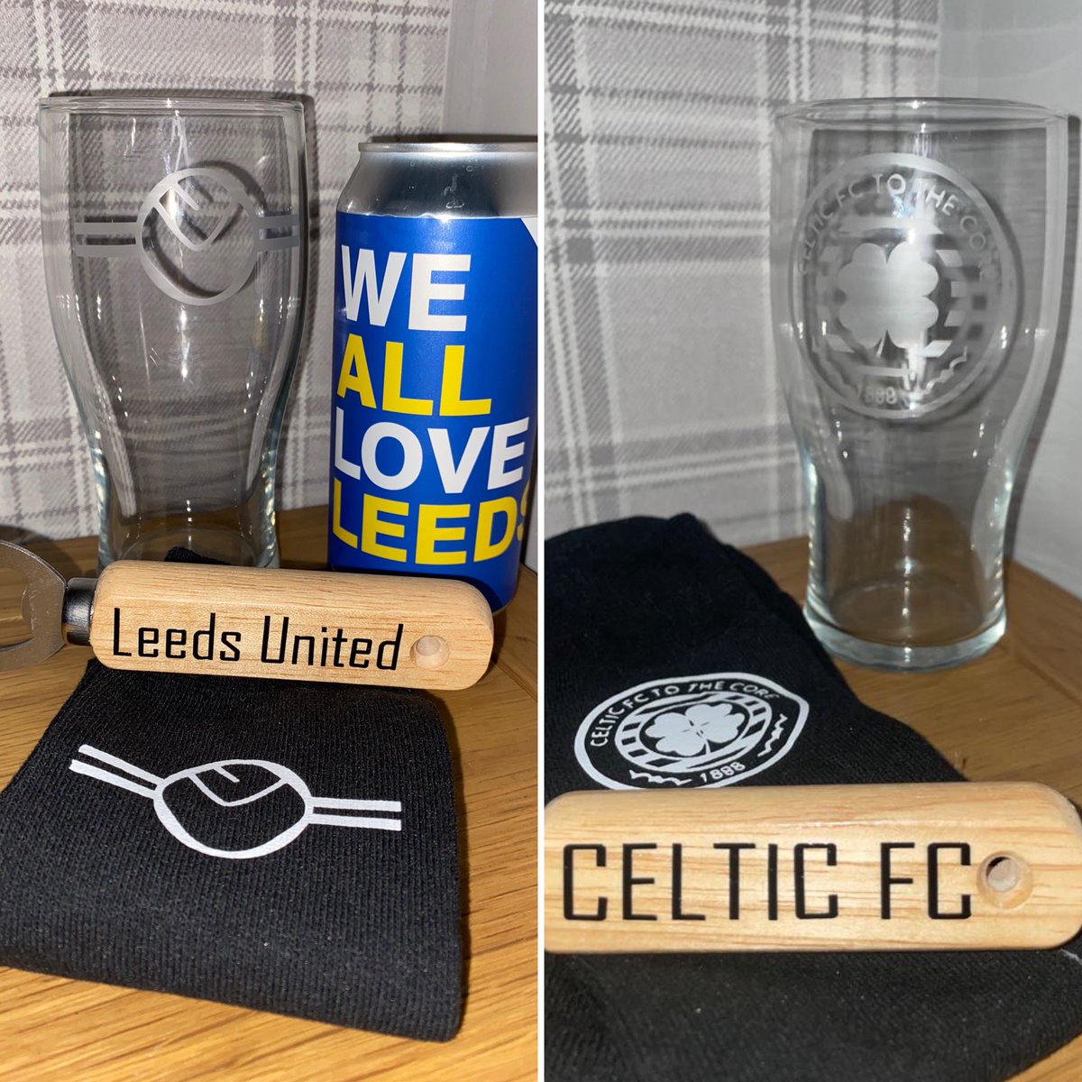 BunnyTailsYorks's tweet photo. The perfect gift collection for any football fan *any team*
This gift collection includes:
⚽️ Etched logo pint class *dishwasher safe* 
⚽️ Wooden bottle opener 
⚽️ Socks size 8-11 mens Uk 
⚽️ Gift Bag 

All for just £12
Order from 1st to 7th December
Can NOT included https://t.co/NTmJYnBxZ9