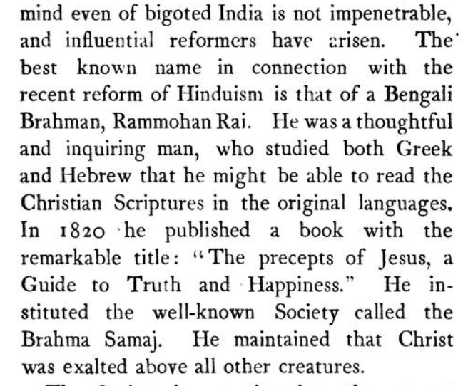 rhtbapat's tweet photo. Yes... the same Rammohan Roy who is celebrated as a reformer in Indian History Textbooks.
In fact he was the catalyst in destroying indigenous education system based on Sanatan dharma
Ref: The Great Religions Of India (Michael J Murray)
#History #TrueHistory #TrueFaces #Bharat https://t.co/l7eNvd4qTQ