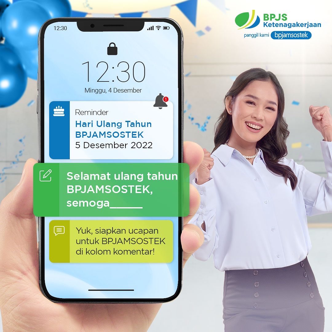 Mekanisme:
1. Follow media sosial resmi BPJS Ketenagakerjaan (Instagram, Facebook, Twitter) 
2. Reply tweet ini dan tulis ucapan ulang tahun untuk BPJAMSOSTEK. Tag 3 teman untuk ikutan.​
3. Pastikan akun tidak dikunci​
​
Kuis berlangsung hingga 5 Desember 2022. Semoga beruntung!