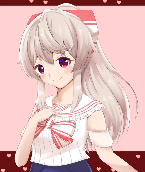 AIに自分で描いた鷺原さん(1番目)を加工して貰いました〜!3番目のロリっぽい感じも良いけど4番目の感じが個人的には好き#ちょろ員#りんりんArt 