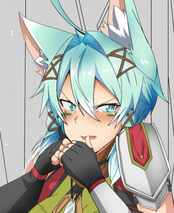 サキちゃんは毛先が白く緑眼
咲子ちゃんは毛先が水色で蒼眼 