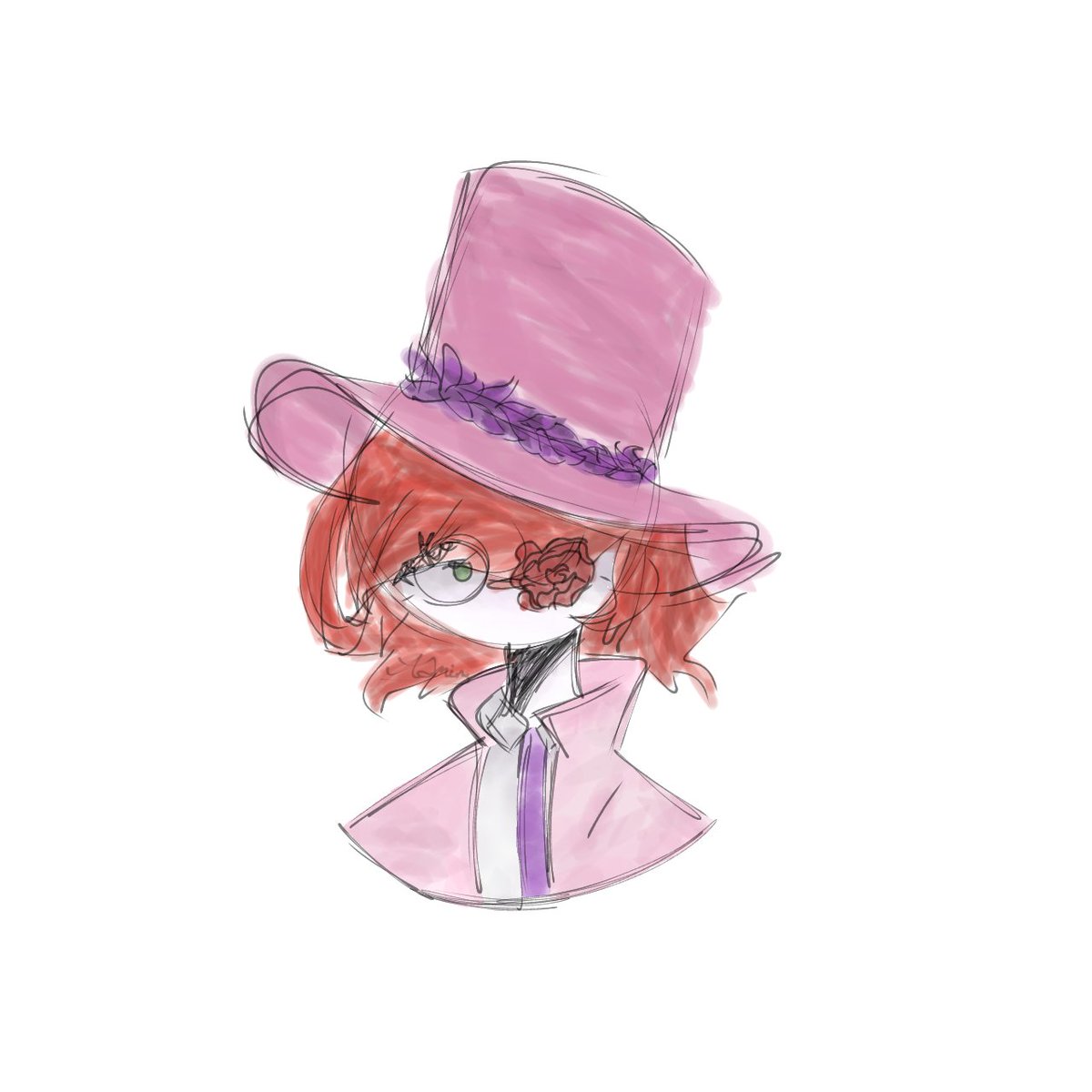 4dmiin's tweet photo. the sudden urge to draw thsc characters 
have toppat ellie wearing some rose glasses i found on pinterest
and my coloring style has somehow changed throughout the past few days
———
#doodles #stickmintwt #ellierose https://t.co/VrvEZwikv8