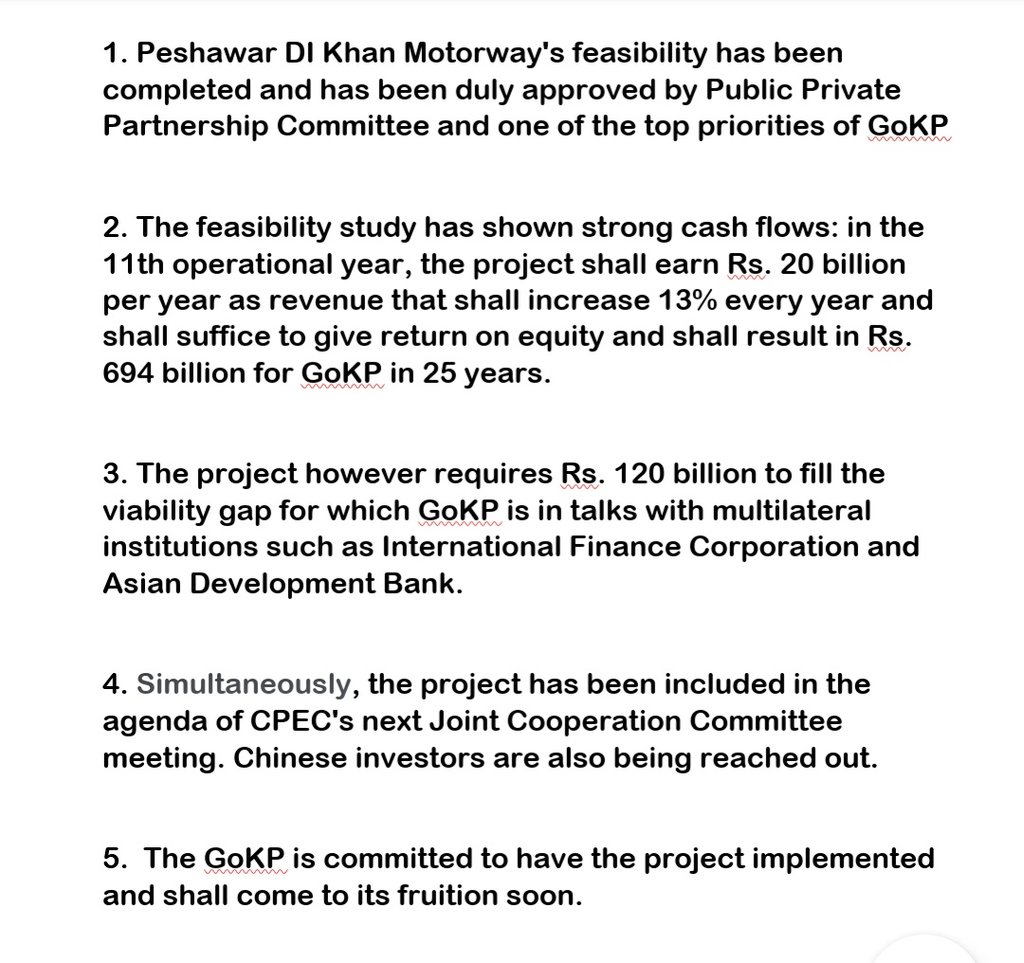 FaisalAminKhan's tweet photo. Below a brief on DIKHAN-Peshawar Motorway. @GovernmentKP is committed towards the development of our province. @PTIofficial govt despite Imported Govt's Economic Fascism, continues to serve the people of KP across the board #SehatCard #Educationcard #KissanCard list is long. https://t.co/hSWpl91V3w