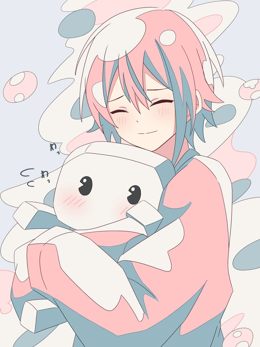 male focus 1boy scarf pink hair solo gloves blush  illustration images