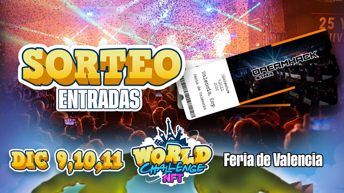 WorldChallengeG's tweet image. 🎁 SORTEO 🎁

Entrada VIP para los 3 días en el DreamHack Valencia 9-10-11 de Diciembre.

✍️ REQUISITOS

✅ Seguir a esta cuenta
✅ Dar like a este tweet
✅ Dar RT
✅ Mencionar a un amigo

⏰ Los ganadores se anunciarán el martes a las 16:00 UTC.

🌐 ¡Buena suerte! 🌐