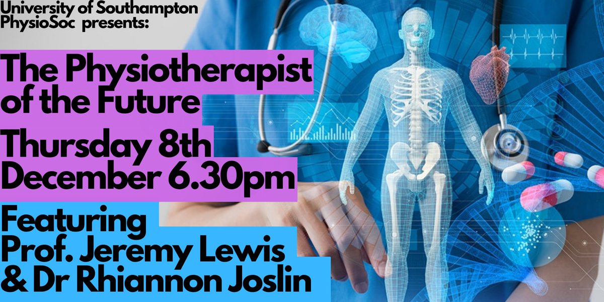 Physio students, applicants and educators, please come along to our online event and be inspired by 'The Physiotherapist of the Future' a talk by pioneering physios and educators <a href="/JeremyLewisPT/">Professor Jeremy Lewis PhD FCSP</a> <a href="/RhiannonJoslin/">Dr Rhiannon Joslin</a> this Thursday 8th December, free tickets via eventbrite.co.uk/e/the-physioth…