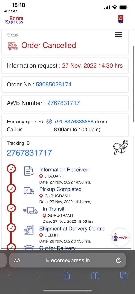 Sky_walker190's tweet photo. @EcomExpress_Ofc Worst Courier service ever. I was waiting to receive my parcel, yet  you cancelled my order without my consent.This is so unethical, this is so unprofessional. I was not expecting such service from company like you. I even contacted to deliver my parcel. https://t.co/VGMOwCCAdR