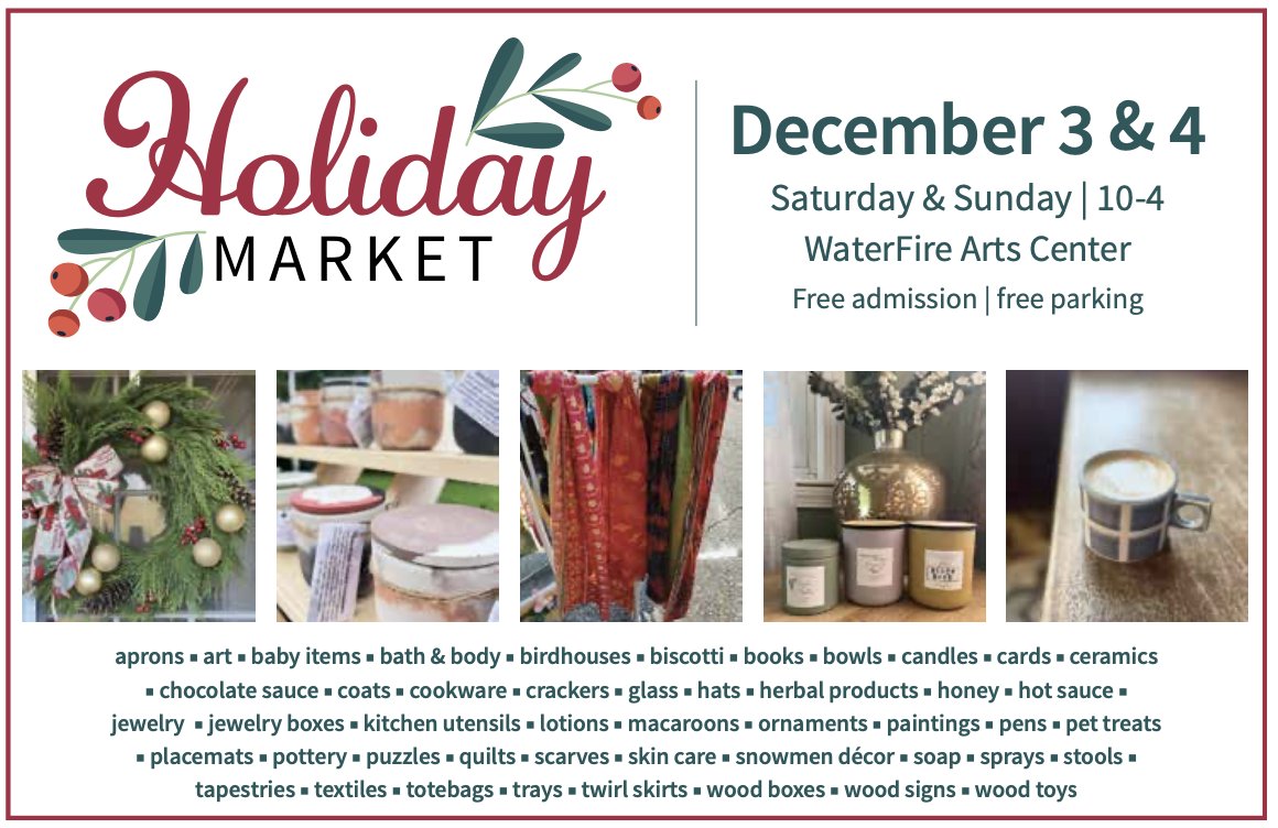 WaterFire Arts Center is hosting a Holiday Market today from 10am to 4pm! A great way to shop local and cross some people off your gift list!! 🎁