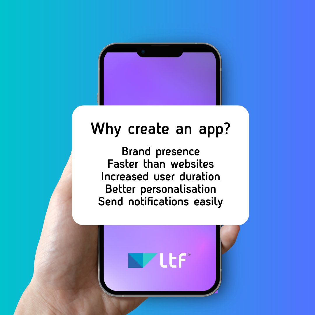Why create an #app? 🤔

▪️ #Brand presence 
▪️ Faster than #websites
▪️ Users spend more time on apps than on websites
▪️ Better personalisation
▪️ Send notifications easily

Interested?

Then book a call with us today! ow.ly/e1FE50LMTHT.