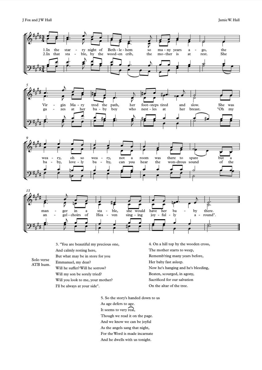 An entirely forgotten (by me) carol that I wrote a decade ago. An early opus for sure, but I think it's rather sweet! Maybe it could be sung in flats though, since I've taken the tenors to high!

Why not give it a smash through and share your recordings here. I'll RT for sure. 🎄