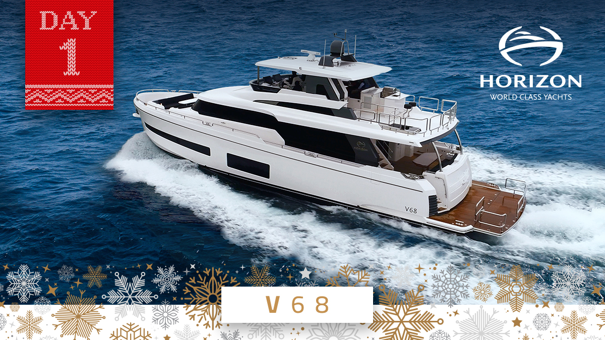 HorizonYachtUSA's tweet photo. Welcome to the 𝙏𝙬𝙚𝙡𝙫𝙚 𝘿𝙖𝙮𝙨 𝙤𝙛 𝘾𝙝𝙧𝙞𝙨𝙩𝙢𝙖𝙨 yacht lover gift guide! On the 𝙁𝙞𝙧𝙨𝙩 𝘿𝙖𝙮 of Christmas, Horizon can build for me: A sporty #V68.
// #Horizon12DaysOfChristmas https://t.co/HvB7yDfiN2