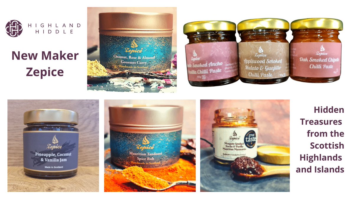 HighlandHiddle's tweet photo. Did you meet our new maker yet and their delicious spices, pastes and jams? Find out more about Zepice and their makes here https://t.co/NodvGDSO1k #newmaker #handmade #supportsmallbusiness https://t.co/ui26ZPCIr1