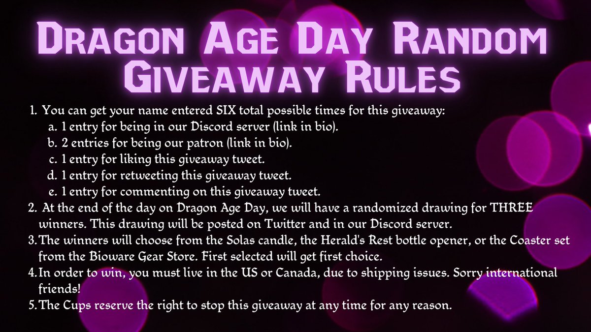 GIVEAWAY NUMBER 4: Randomized Drawing. You can get your name entered up to 6 times. Read the full rules below for all 6 entries. We’ll draw for this later this evening!