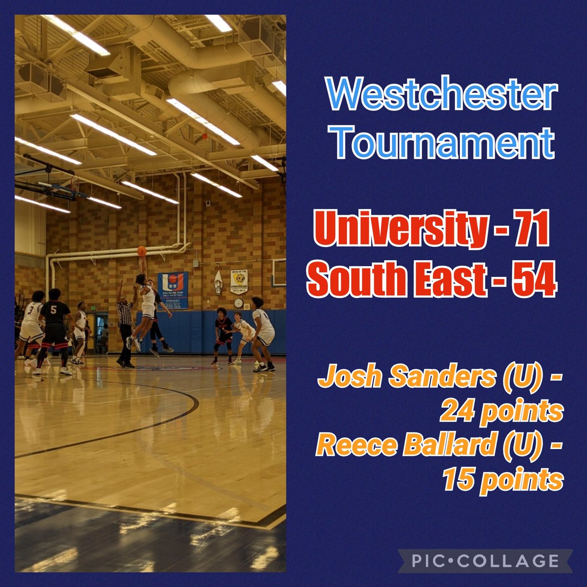 🏀 Uni.Hoops - Westchester Tournament results🏀
Uni Var BBall defeats South East High 71-54 on Saturday, led by Josh Sanders: 24pts, Reece Ballard: 15 pts. Let's go U🙌
#utownbball #utownbasketball #utownsportsbasketball