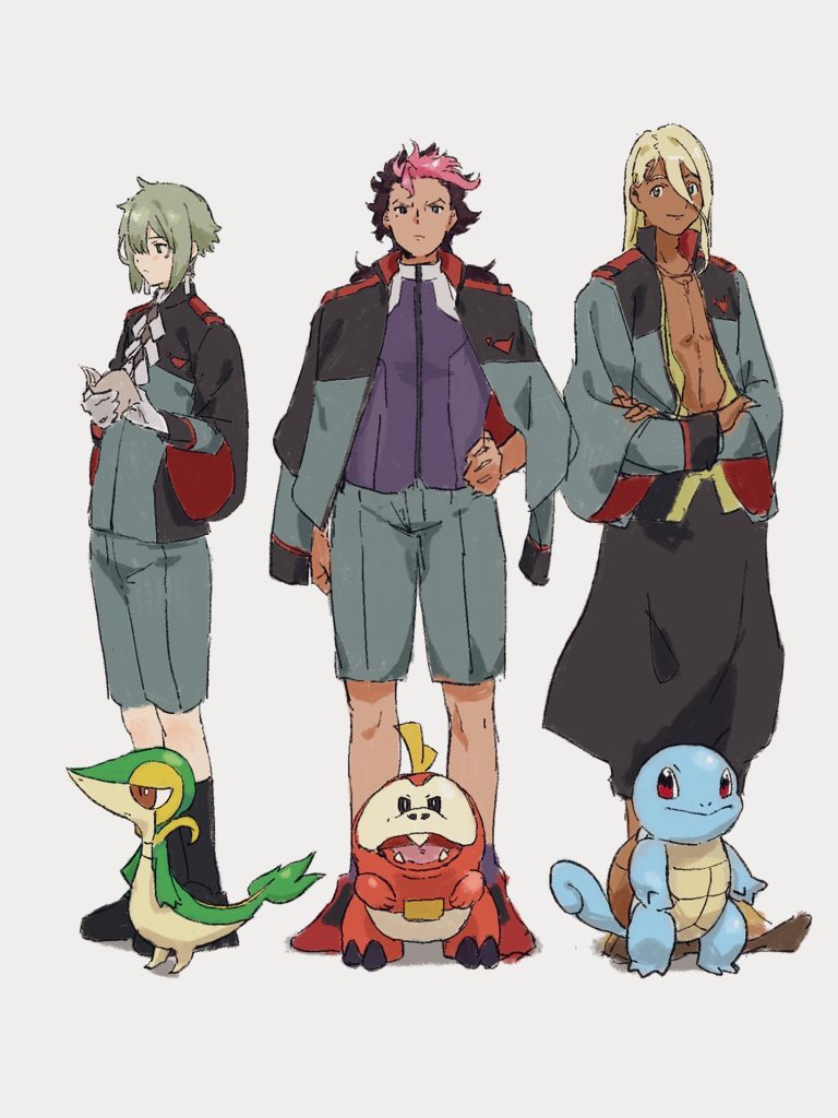 asticassia school uniform multiple boys pokemon (creature) male focus pink hair shorts school uniform  illustration images