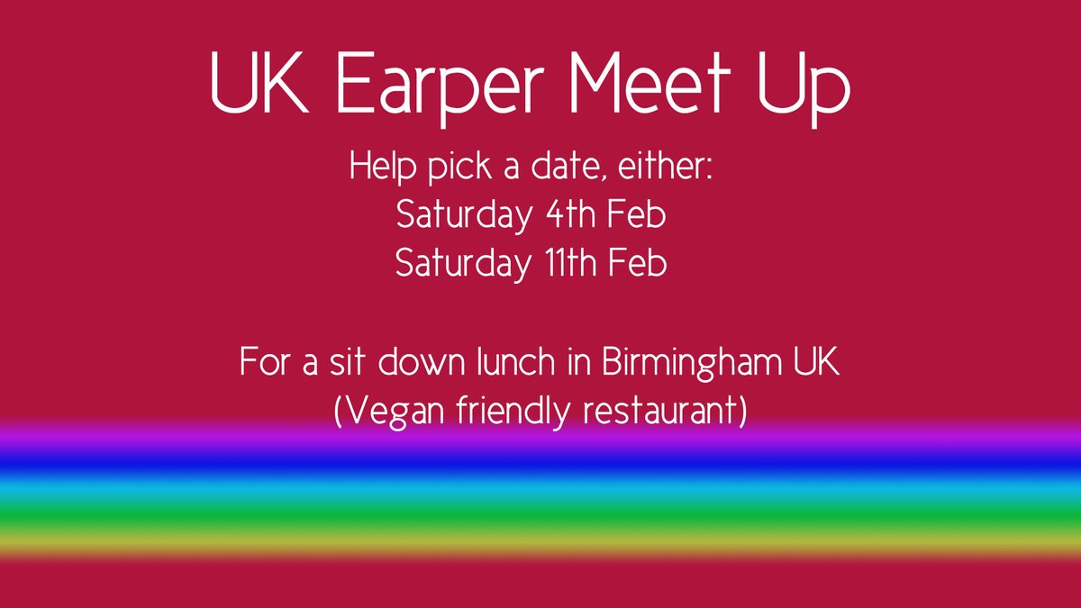 EarpSista's tweet photo. I am replanning the postponed UK Earper Meet-Up from earlier in the year.
Help me pick a date by choosing an option in the poll below. Only vote if you would try to attend.
#WynonnaEarp #EarperMeetUp https://t.co/0huU32n9iQ
