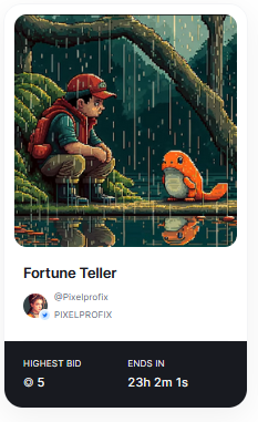 Pixelprofix's tweet photo. ✅START AUCTION✅ Fortune Teller
✅PIXELPROFIX ✅collection
on the platform @exchgART
🟥It is now listed 1/1 Sol ❤️
✅🌐https://t.co/PQ0WIS16J3
#sol #solana #formfunction #nft #art #pixel #Pixelart
#solado https://t.co/l4VSMWdEMF