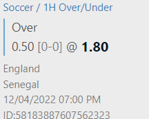Great odds #1sthalfgoal Let's do it....  #ENGvSEN 
📜Those who are interested in 1st half goal,
bit.ly/3oLIAIn