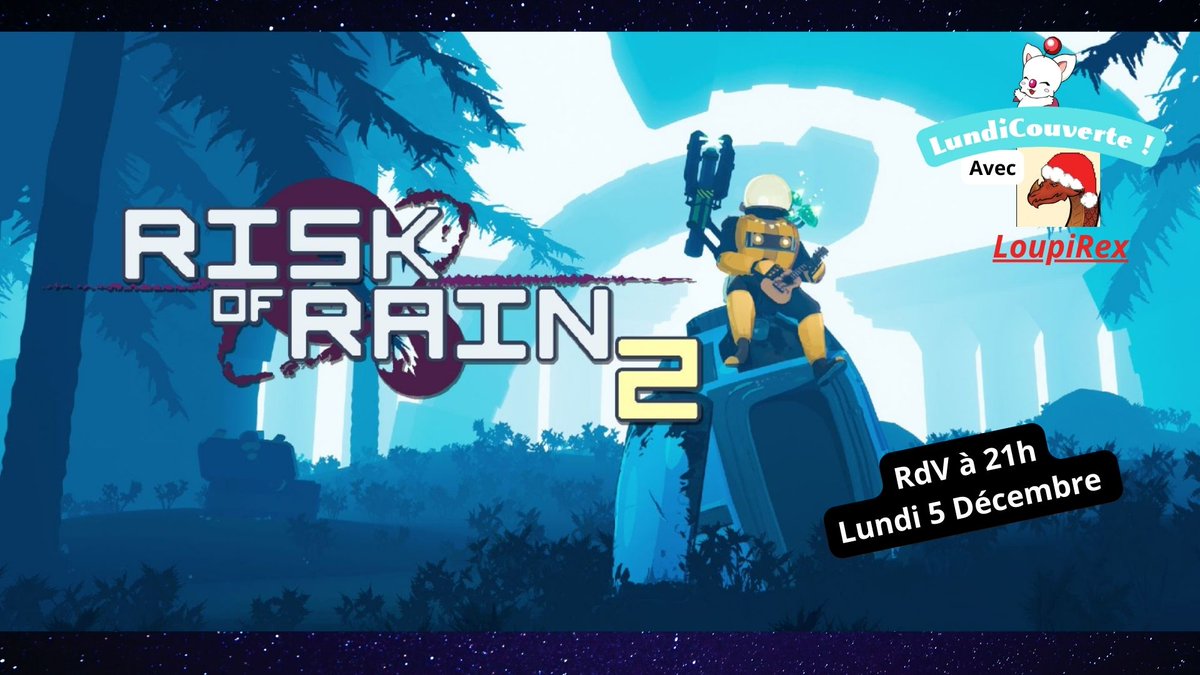 LimiAstral's tweet photo. Lundi 5 décembre aura lieu le LundiCouverte #8. Comme invité @Loupirex  qui nous fera découvrir "Risk of Rain 2"!
Venez découvrir tout cela à 21h ici :
https://t.co/gfWAPSQUMo

#twitchfr #twitch #8 #lundicouvertes #riskofrain2 #gamer #videogames #lldps #twitchstreamer #lundi https://t.co/MNmF6kKmtv