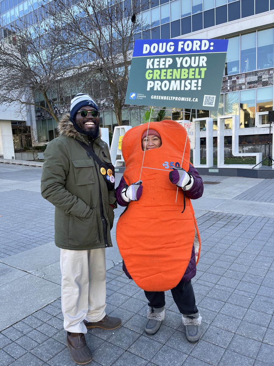 Hundreds out so far at anti-sprawl rally at #hamont city hall. They have signs for folks, but you have to grow your own costume.