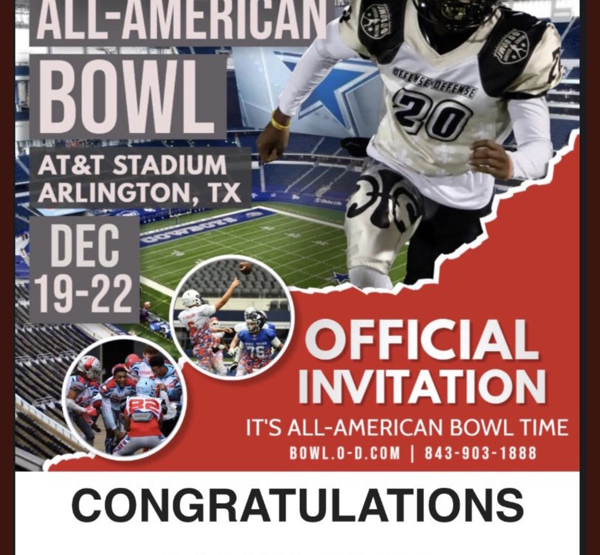 ATTENTION underclassmen. YOU CANT PLAY IN THESE. ITS NOT AN HONOR ITS AN INSULT. 
They didn’t do their homework on you, they got your name from a list they bought. 
This applies for EVERY “bowl” game. 
Plus THEY ARE VERY expensive.