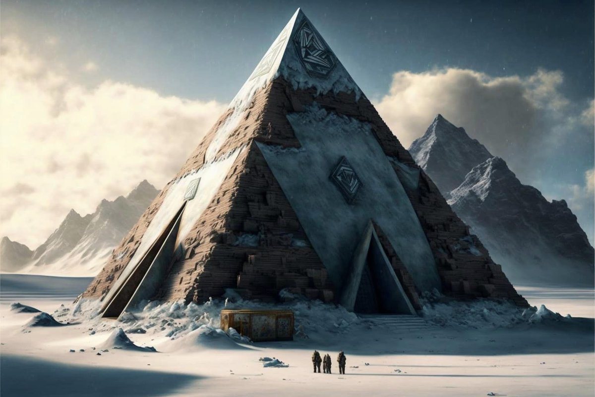 AI_world_art's tweet photo. Check out the frozen pyramids of Antarctica with AI-generated art! Take a journey through a landscape of glaciers and snow-covered mountains – a unique and captivating experience! #Antarctica #AIGeneratedArt #FrozenPyramids #AIArtwork #AiArtWorld #AIArtCommuity #AI #digitalart https://t.co/iwr0n7ESYb