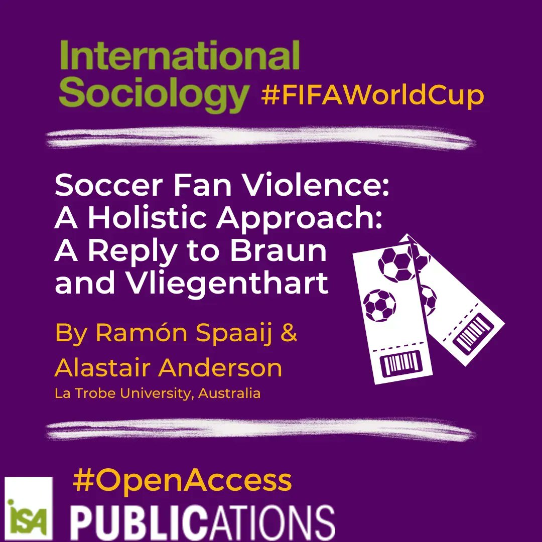 IS_sociology's tweet photo. #FIFAWorldCup #FIFAWorldCupQatar2022 On this round of 16 round weekend, let's talk about Soccer Fan Violence with this article from @Ramon_Spaaij & Alastair Anderson (2010). #PastButCurrent On #OpenAccess this week: https://t.co/sJejD4XHYR #Qatar2022 #QatarWorldCup2022 https://t.co/mSTxQbtb66