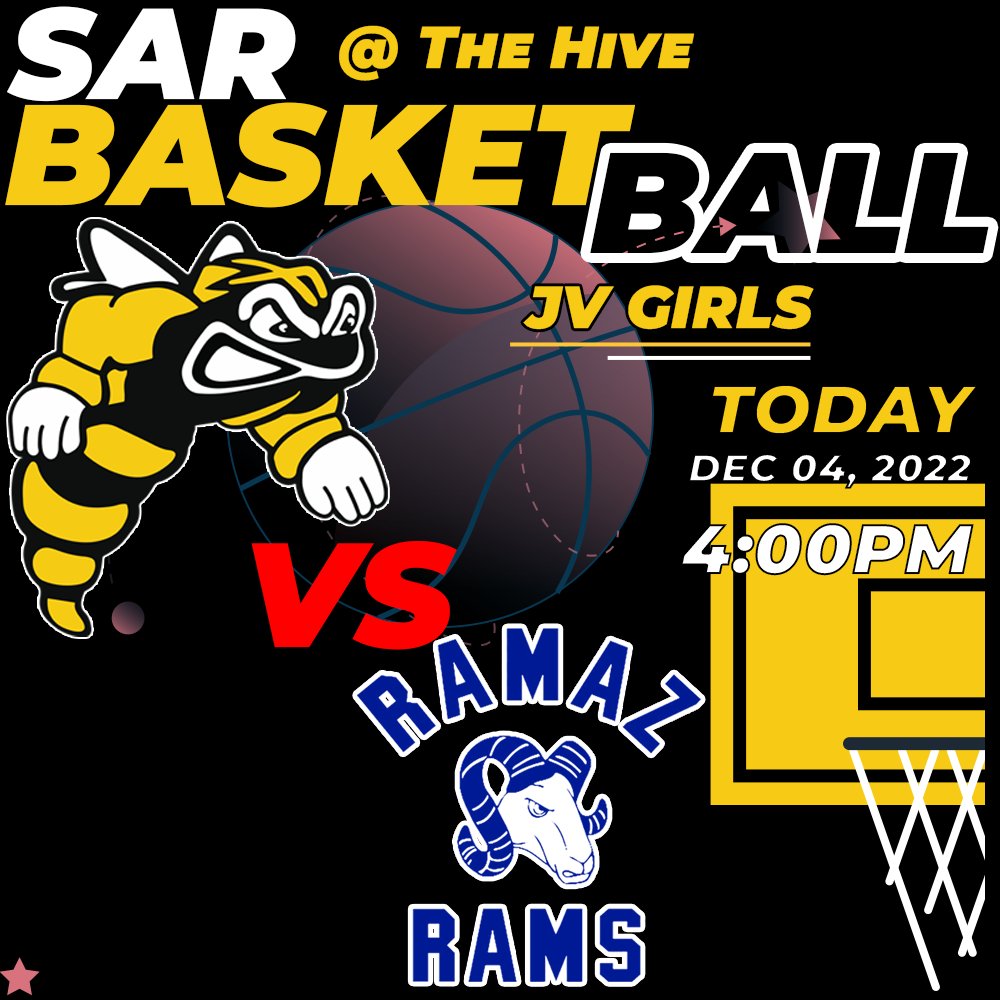 At The Hive today the JV girls basketball team go up against RAMAZ. Come out and support tune in to the livestream. Let's Go Sting! #stingsports <a href="/sarhighschool/">SAR High School</a>