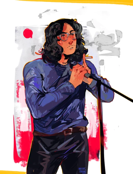Small art of the vocalist of a band that performed at my campus 'cause he looked rlly cool 