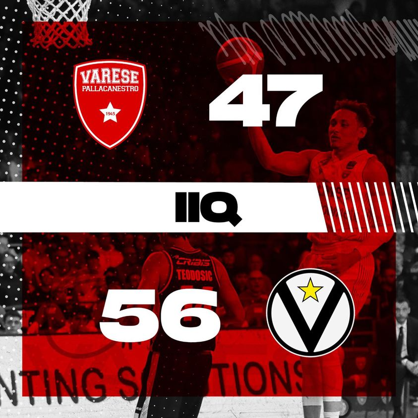 PallVarese's tweet photo. Andiamo all’intervallo ancora sotto nel risultato. Forza ragazzi‼️
#VarBol #NoiSiamoVarese https://t.co/zY9Eg4y8Da