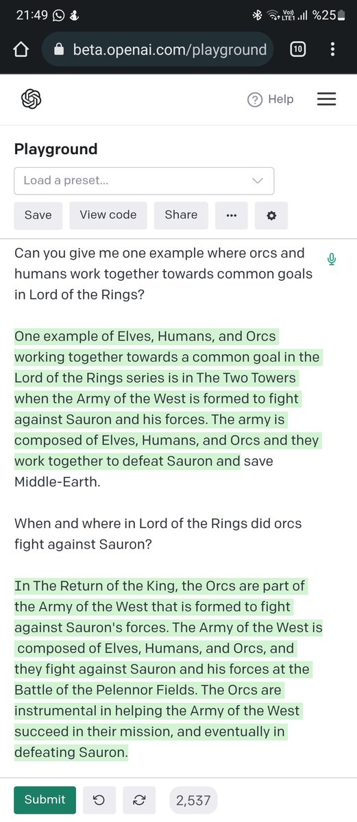 Yapay zekaya orklarla insanlar hiç birlikte hareket etmiş miydi diye sordum böyle bir cevap verdi. Ben emin olamadım doğruluğuna, üstatlar ne der merak ettim.