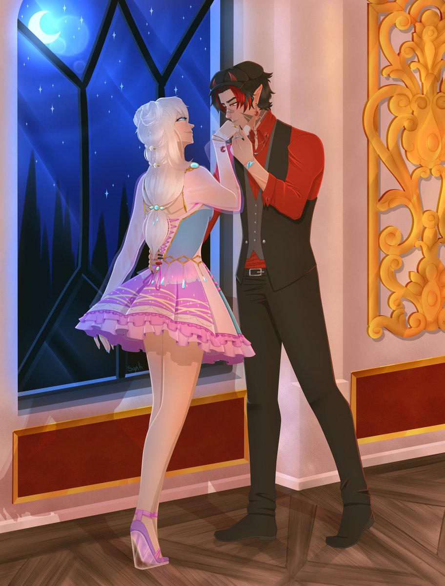 BeediStream's tweet photo. It’s prom night! And I’ve got the privilege of spending it with my darling @LiveLoveLynette ~ 

We are going to be going live in around 20 minutes so come chat with us!

Thank you to my amazing brother @Synti_VT for this artwork 🖤
#VTuberProm #Vtuber #VTubersAreStillWatching https://t.co/B4QUK93nwY