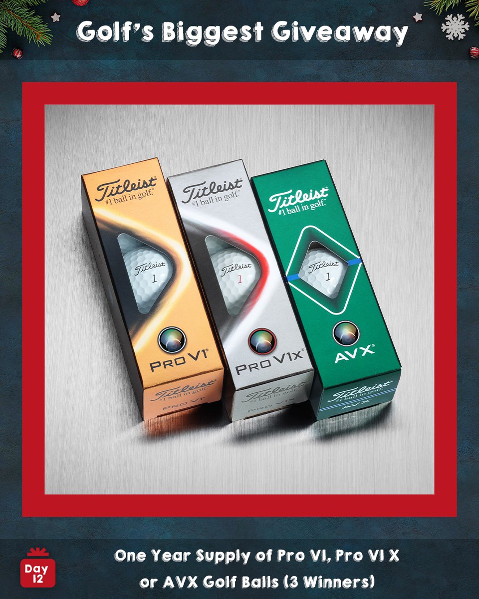 🎁 WIN 🎁 Day 12: Titleist Pro V1 &amp; Pro V1 X Year's Supply Golf Balls 🎄 👉 Like, RT, Follow + Tag Your Mates (3 Tags = 3 Entries) 💥 Enter on our IG/FB too! 📲 Winners are drawn from Twitter or IG or FB on 21/12/22 #ClubhouseGolf #GolfsBiggestGiveaway #12DaysOfChristmas